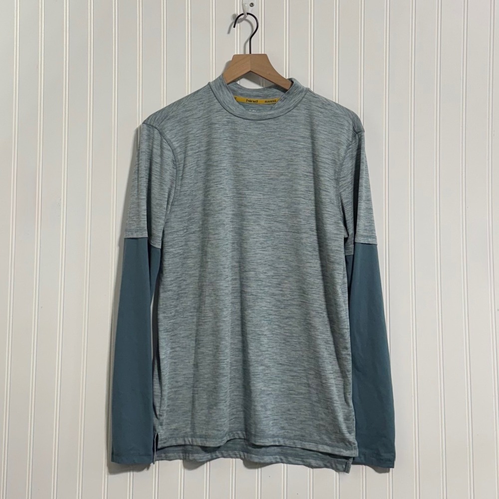 Hind Mens Running Performance Shirt S Blue Space Dye LongSleeve Stretch Gorpcore